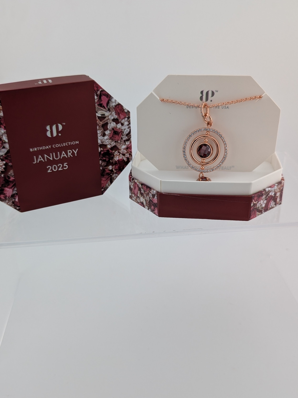 January Birthstone Rose Gold Necklace with Garnet Pendant